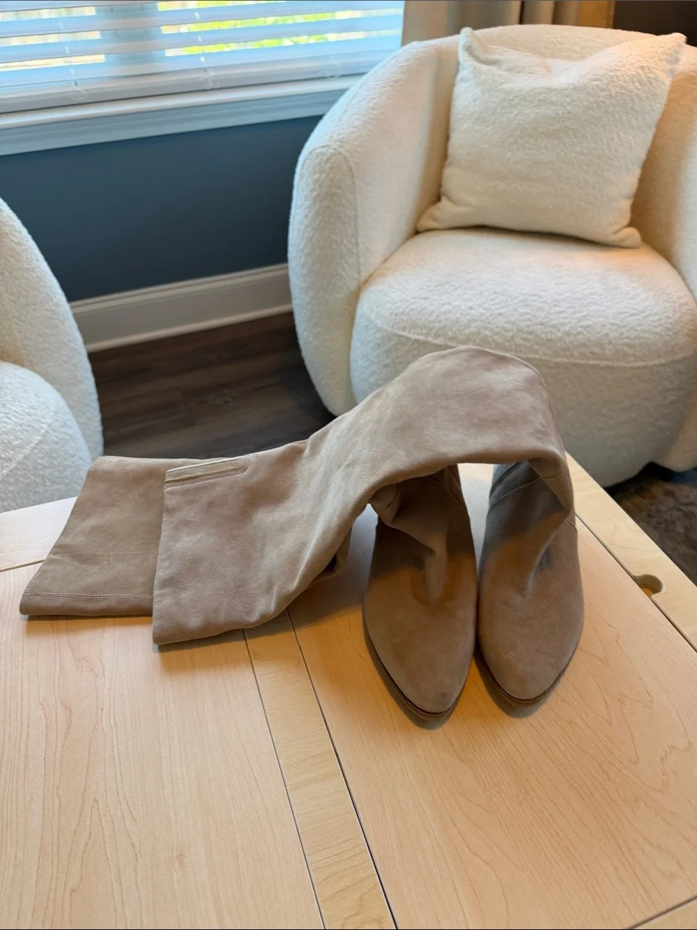 Vince Camuto Over-the-Knee Suede Boots in Taupe